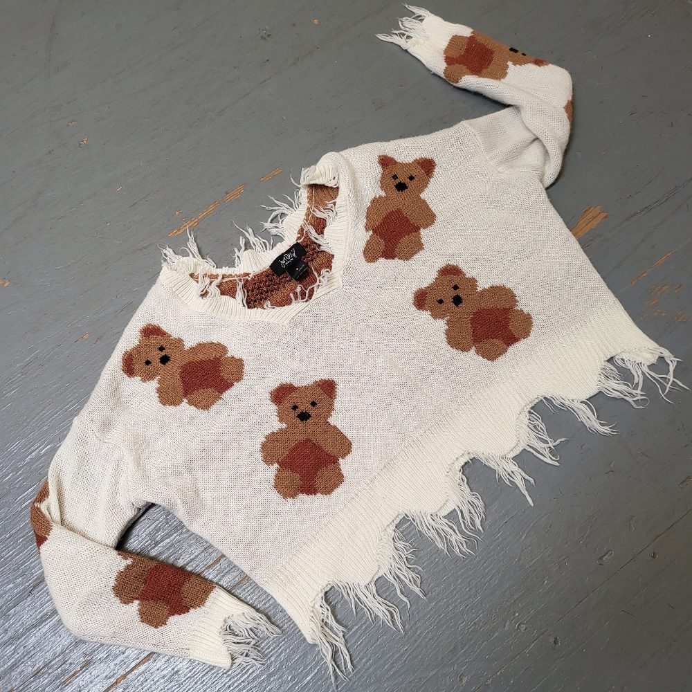 Just Polly Teddy Bear Cropped Sweater